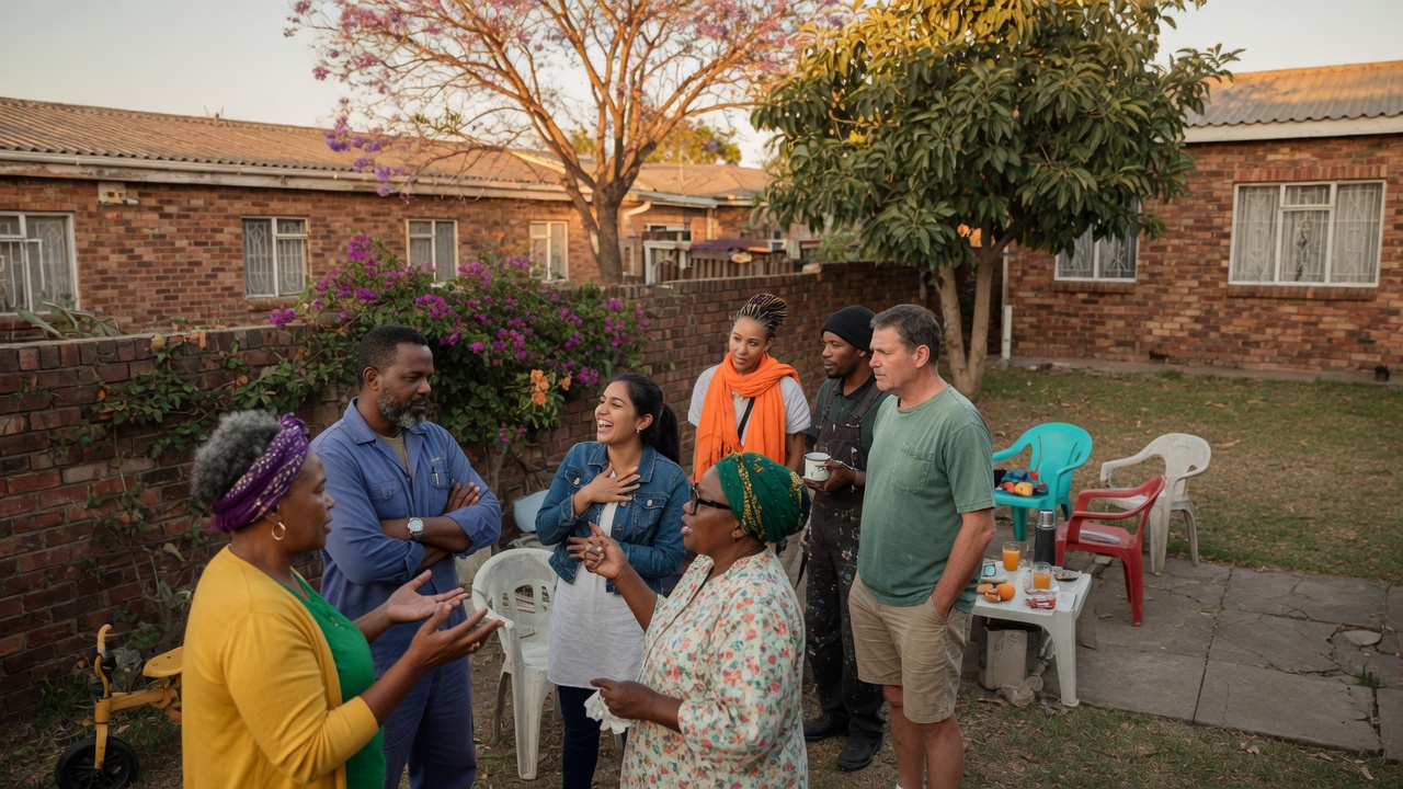 Residents gathering in community